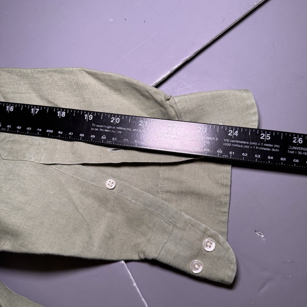 Brooks Brothers Sport Shirt Mens M Medium Green 100 Irish Linen Vintage Long - Picture 8 of 9